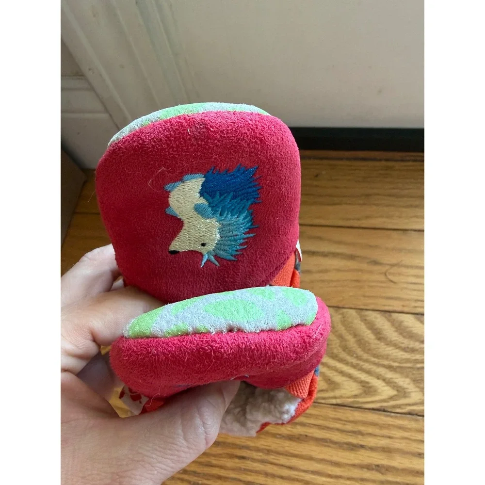 Acorn Toddler Hedgehog Moccasin Slippers Red Blue Striped 18-24 Months 14cm